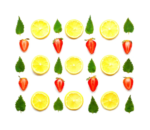 Citron, mynta och strawberry mönster — Stockfoto