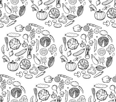 Sebze Doodle Seamless Modeli
