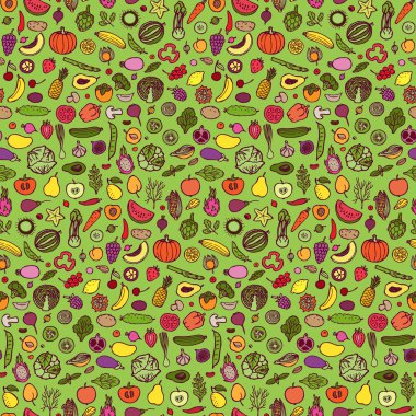 Doodle vejetaryen seamless modeli