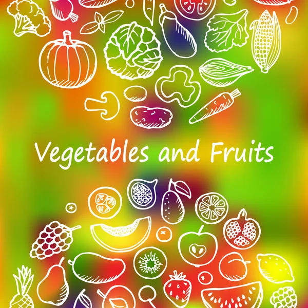 Conjunto de doodles de legumes e frutas —  Vetores de Stock