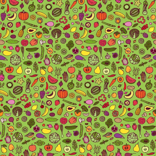 Doodle patrón vegetariano sin costuras — Vector de stock