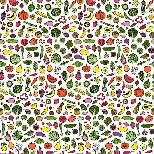 Doodle patrón vegetariano sin costuras — Vector de stock