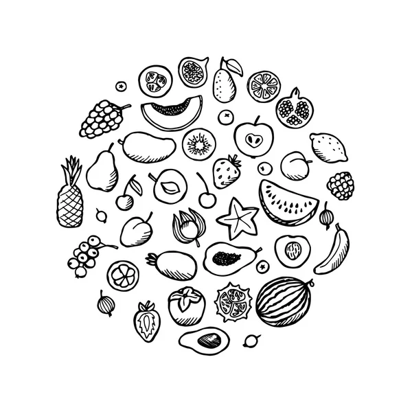 Ensemble de nouilles aux fruits — Image vectorielle