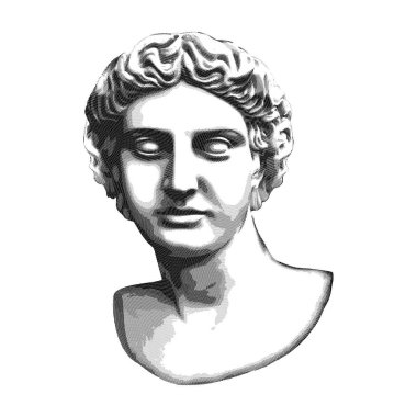 Antika tarzında boyanmış bir adamın heykeli.