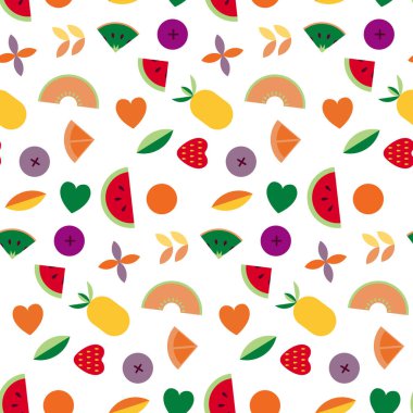 Meyve ve soyut vektör dikişsiz desen bırakır.