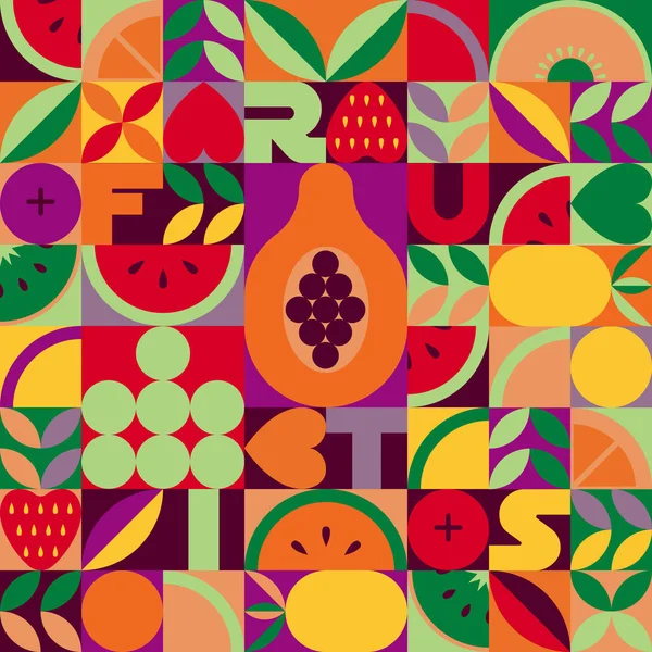 Vintage fruits rétro vecteur abstrait motif sans couture. — Image vectorielle