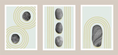 Doğal soyut Japon taş bahçesi seti