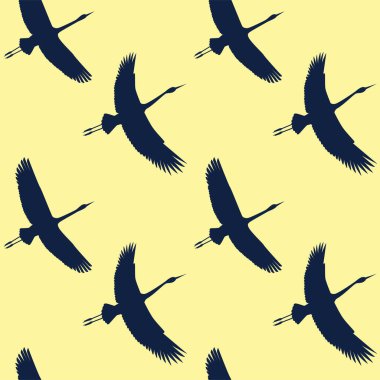 Japon vinçleri soyut vektör silueti pürüzsüz desen