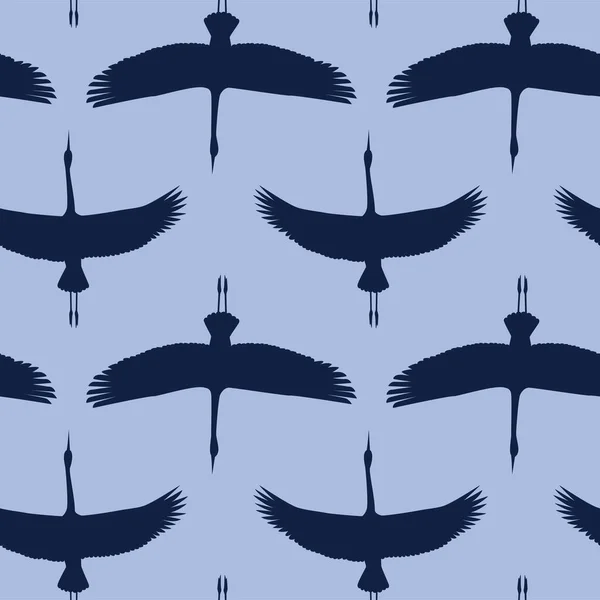 Japońskie żurawie sylwetka abstrakcyjny wektor bezszwowy wzór — Wektor stockowy