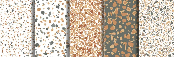 Modèle sans couture Terrazzo. Répéter la surface de mosaïque de marbre vectoriel — Image vectorielle