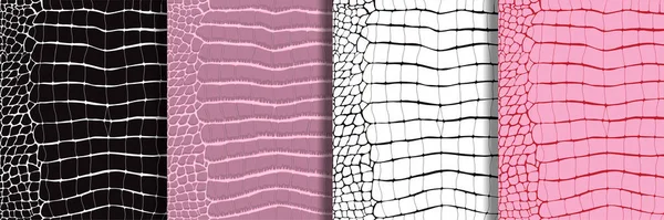 Abstract Crocodile Skin Seamless Patterns Set — Stock Vector