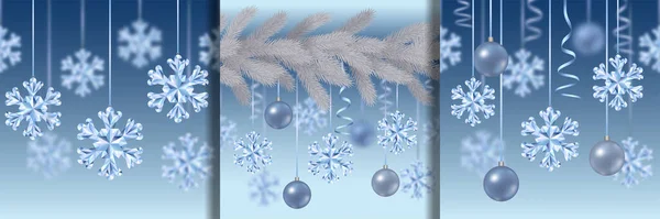 Navidad Año Nuevo Sin Costuras Fronteras Establecidas Con Árbol Navidad — Vector de stock