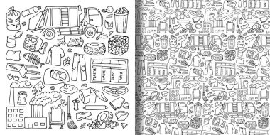 Çöp karalama nesneleri ayarlandı ve pürüzsüz desen