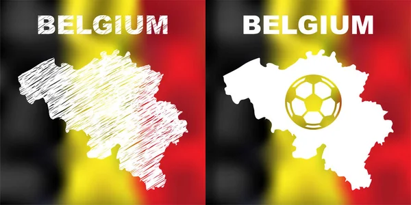 Belgian Abstract Maps set with flag and ball. — стоковий вектор