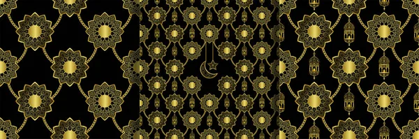 Arabisch goldene Luxus nahtlose Muster gesetzt — Stockvektor