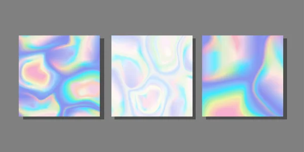 Abstrakte holographische Hintergründe gesetzt. Liquid neon collection — Stockvektor