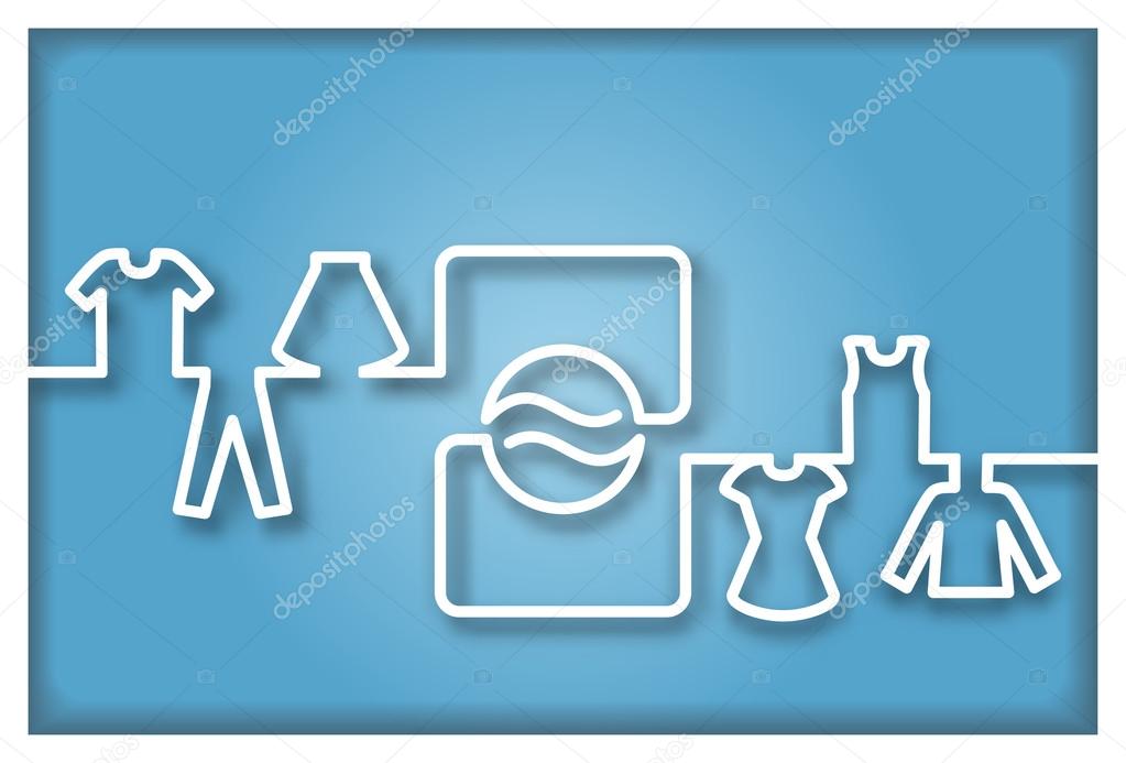 Abstract Washing machine with clothes Icon