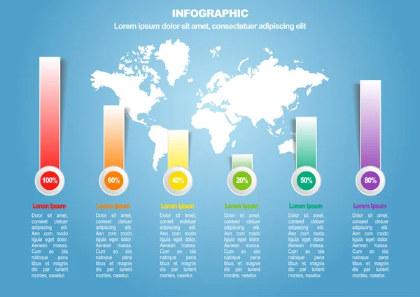 Business-Infografik mit Weltkarte und Prozent — Stockvektor