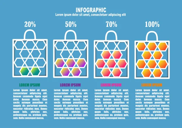 Infografik mit Tasche und Prozent — Stockvektor