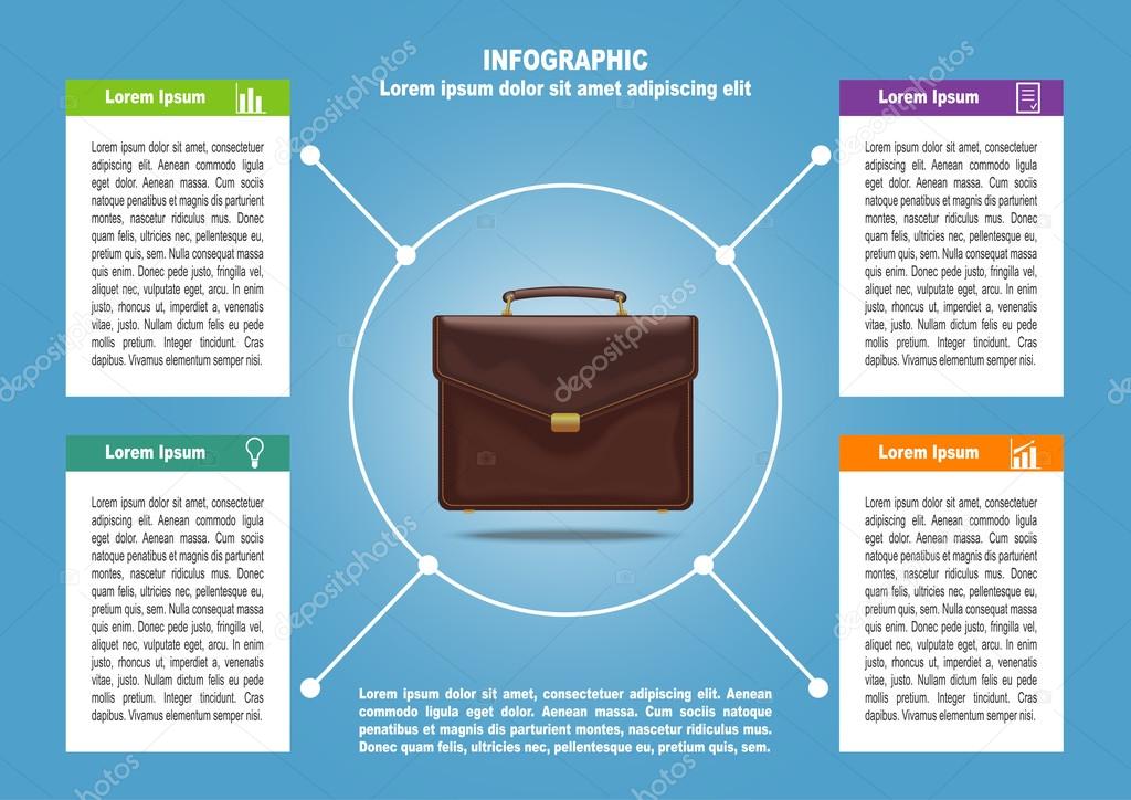 Infographic with briefcase and 4 options