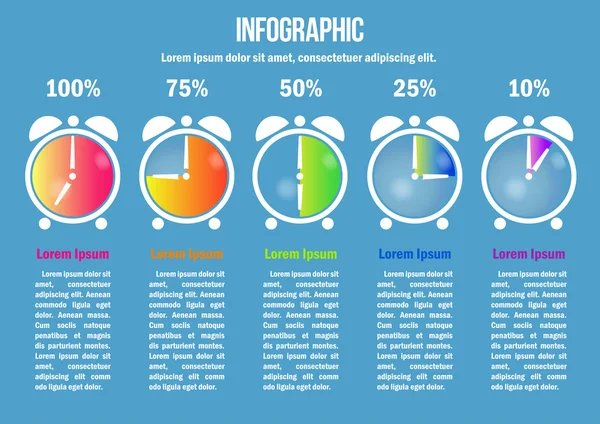 Infografik mit Farbtaktdiagrammen und Prozent — Stockvektor