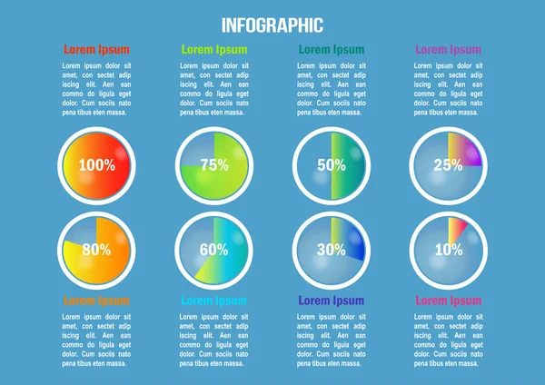 Infographic met kleur diagrammen en procent — Stockvector