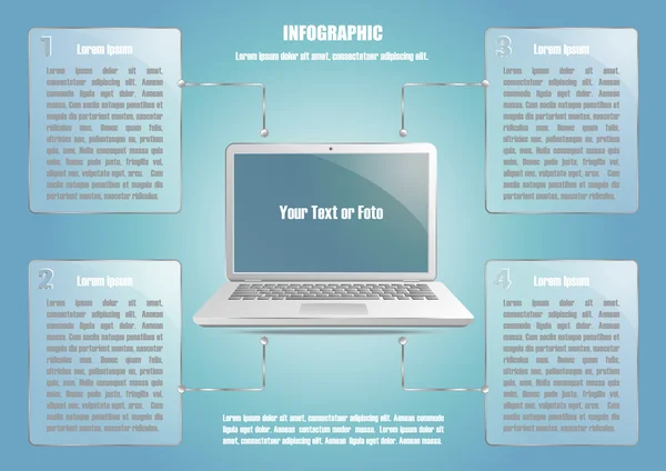 Infographic met laptop en 4 opties — Stockvector