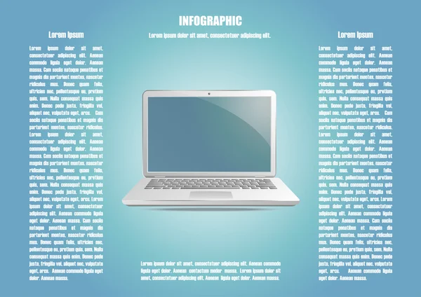 Infographic met laptop en 2 tekst plaatsen — Stockvector