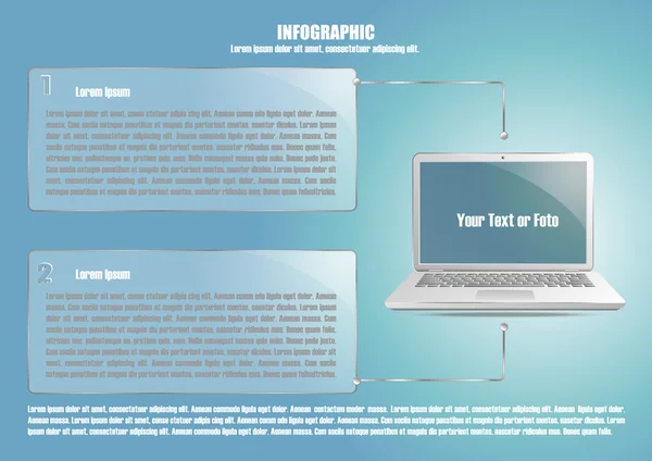 Infographic met laptop en 2 opties — Stockvector
