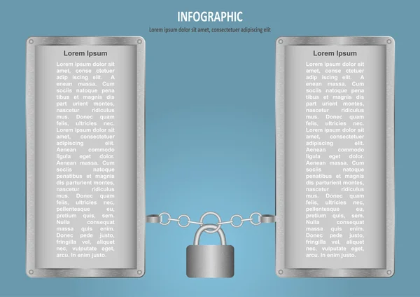 Infographic with  lock, chain and 2 options — Stock Vector