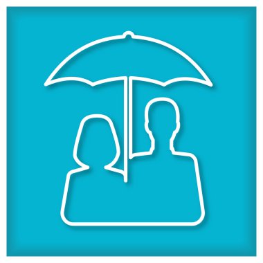 Erkek ve kadın şemsiyesi altında