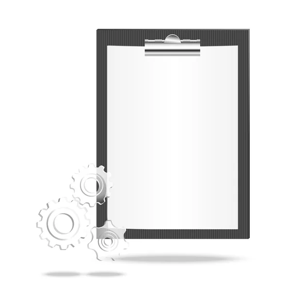 Ilustración vectorial de una lista de verificación con engranajes — Vector de stock