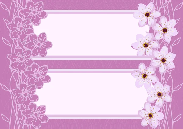 Fondo con flor de cerezo abstracta y 2 lugares de texto — Vector de stock