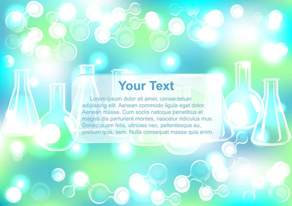 Background with abstract test tubes, molecules and text place — Stock Vector