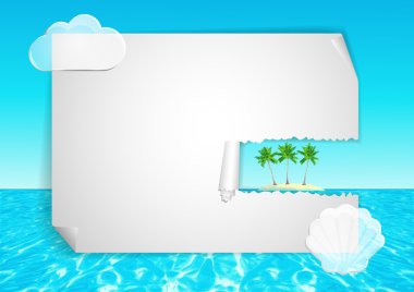 Okyanus, Island, avuç içi ve metin yer ile arka plan