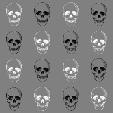 Kafatasları ile el çizilmiş desen