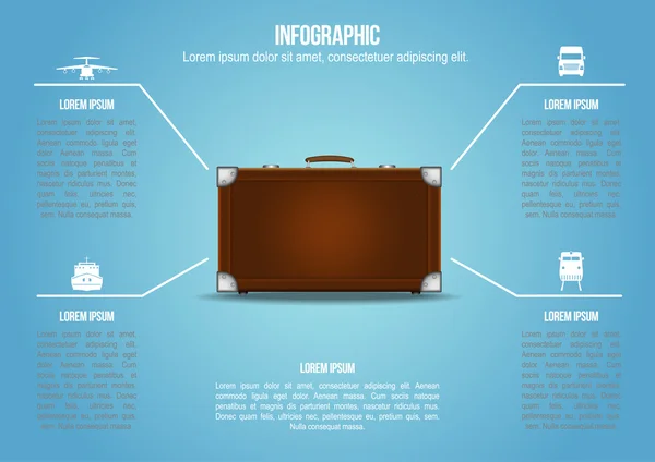 Info grafikus bőrönd, teherfuvarozás — Stock Vector