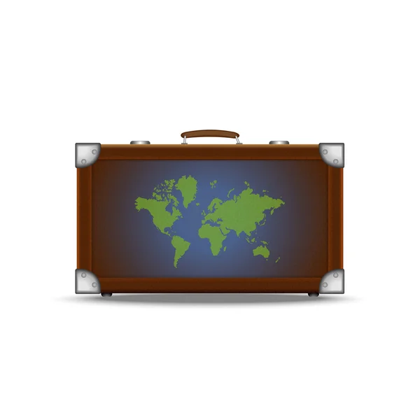 Travel Suitcase with map — Stock Vector