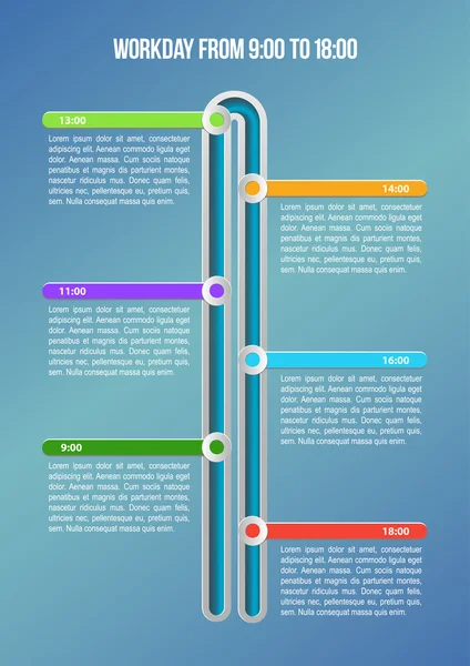 Werkdag van 9 tot en met 18 — Stockvector