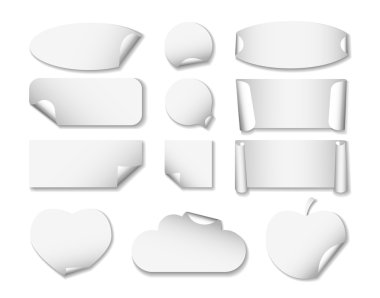 Beyaz arka plan üzerinde beyaz kağıt etiketleri