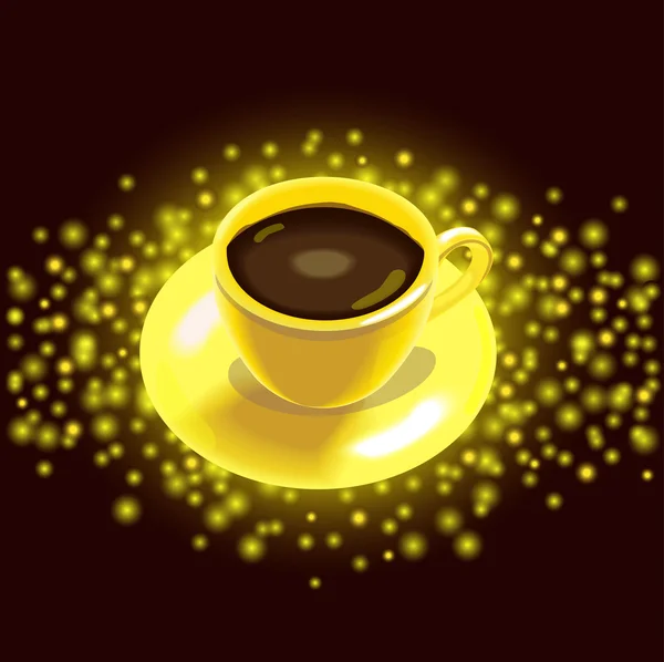 Gold cup of coffee — Stock Vector