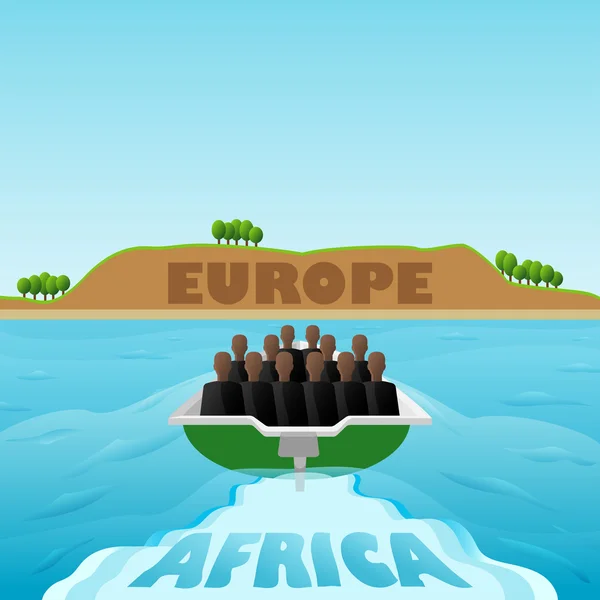 Refugees from Africa to Europe — Stock Vector