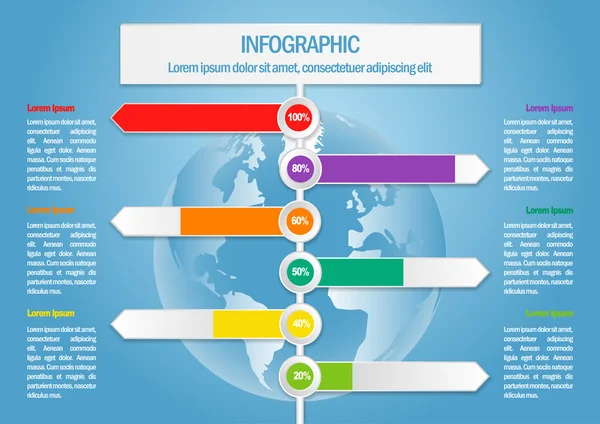 Business-Infografik mit Zeichenpfeilen und 6 Optionen mit Prozent — Stockvektor