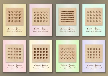 Vintage posterler elle çizilmiş mürekkep dokular ile ayarla