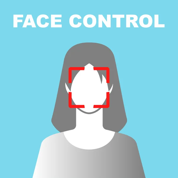 Ansikte kontroll ikonen med kvinna — Stock vektor