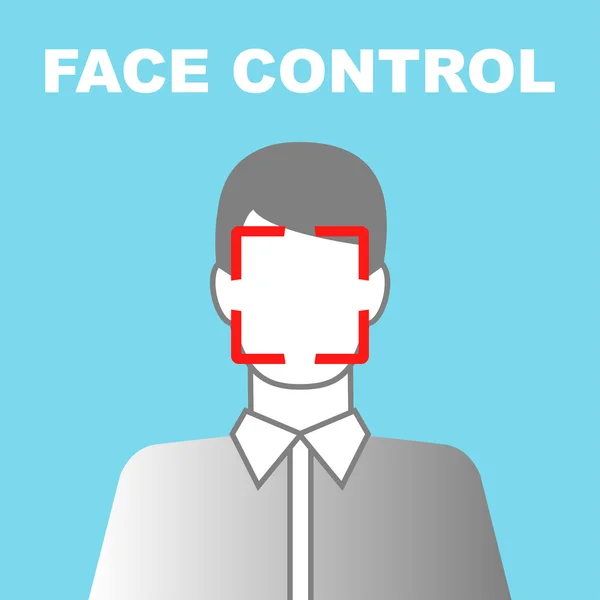 Icône de contrôle du visage avec homme — Image vectorielle