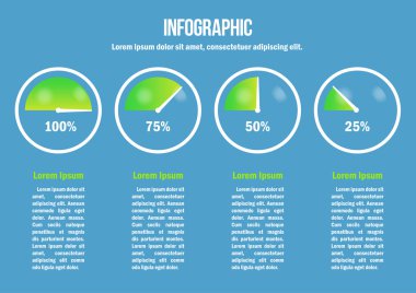 Infographic yeşil yüzde diyagramları ile