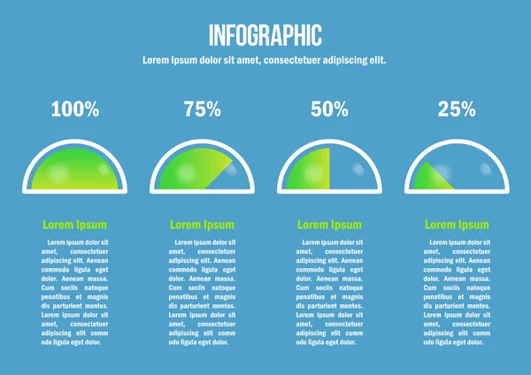 Infographic 녹색 % 다이어그램 — 스톡 벡터