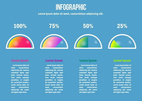 Infografik mit Farbprozentdiagrammen — Stockvektor