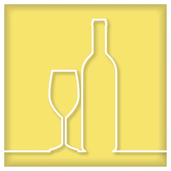 Bouteille de vin blanc et icône de verre — Image vectorielle